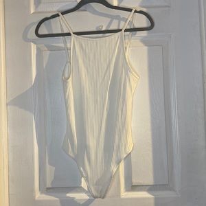 Aritzia; Wilfred white ribbed bodysuit